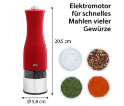 ADE Elektrische Salz-und-Pfeffermühle mit Beleuchtung, rot