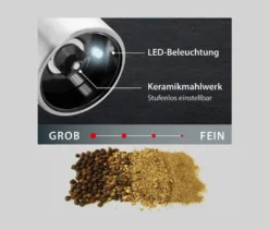 ADE Elektrische Salz-und-Pfeffermühle mit Beleuchtung, schwarz