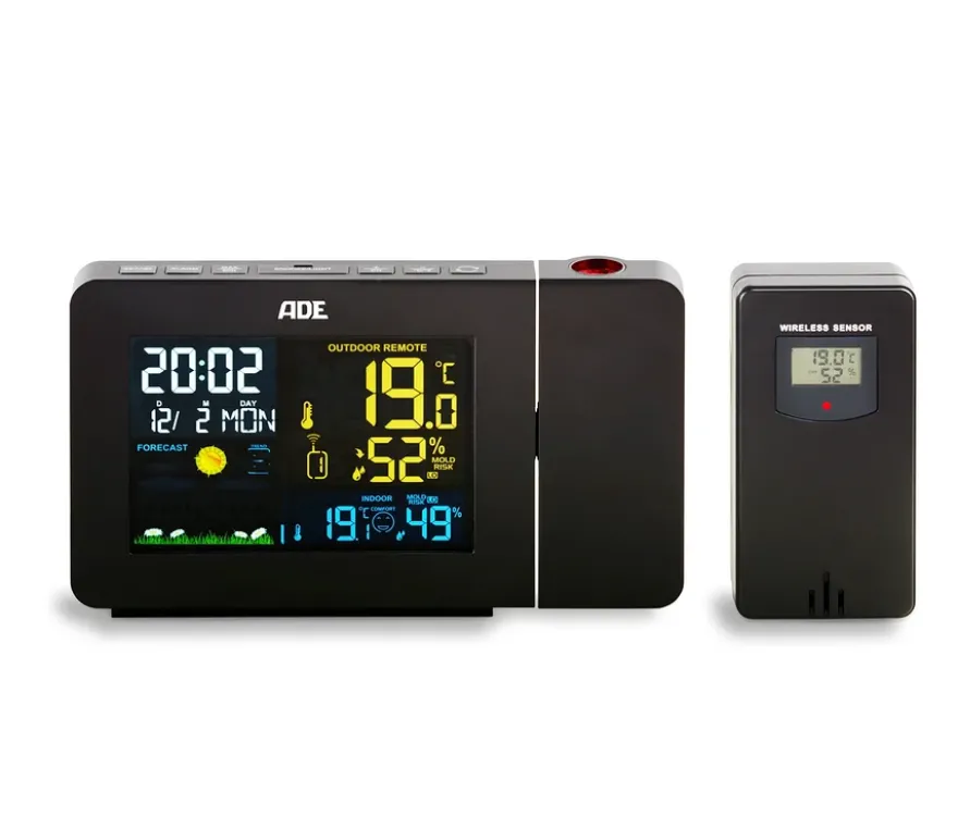ADE Wetterstation mit Funk-Außensensor und Projektion