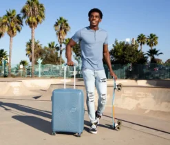 American Tourister Hartschalen-Koffer »Soundbox« Spinner, mittel, stone blue