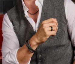 Amor Edelstahl Armschmuck »Leder« für Herren