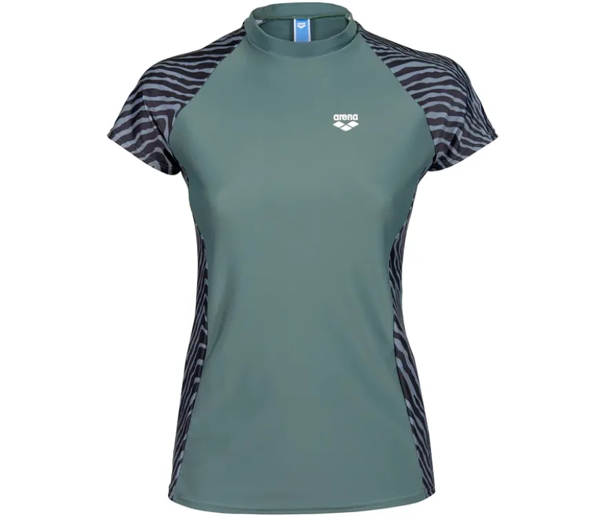 arena Damen-UV-Schutz-Rash-Allover-Kurzarm-Schwimmshirt