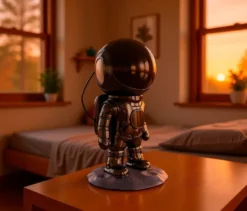 Astronaut mit Projektor und Lautsprecher