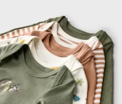 5 Baby-Bodys mit Mitwachsfunktion, Waldtiere