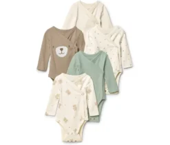 5 Baby-Bodys mit Mitwachsfunktion, Bärchen