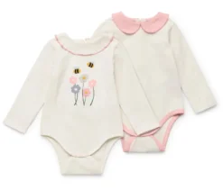 2 Baby-Langarmbodies mit Kragen