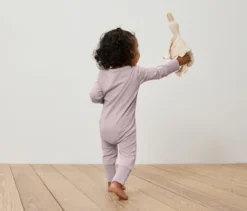 Baby-Pyjama, rosa/weiß