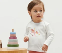 2 Baby-Rippshirts, Einhorn