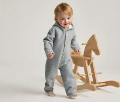 Baby-Walkoverall mit Merinowolle, grau