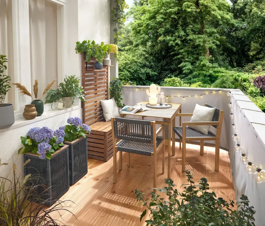 Balkon-Set mit Textilgeflecht