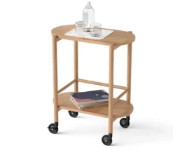 Barwagen aus Massivholz mit 2 Ebenen
