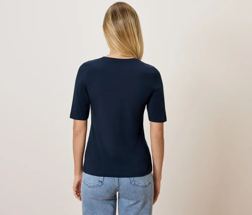 Basic Halbarmshirt, dunkelblau