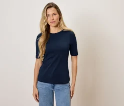 Basic Halbarmshirt, dunkelblau