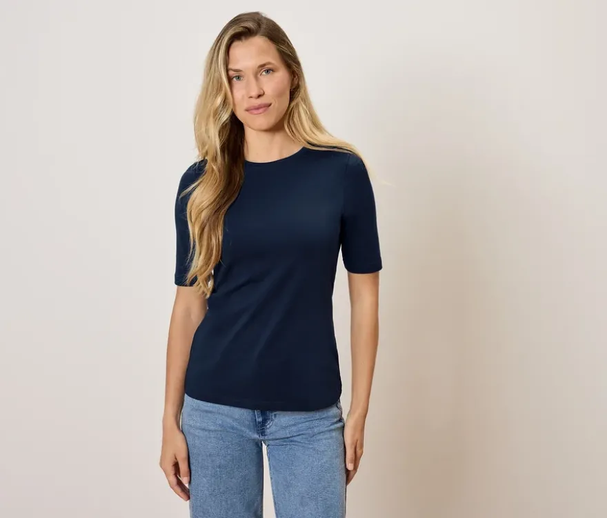 Basic Halbarmshirt, dunkelblau