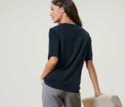 Basic Halbarmshirt, dunkelblau