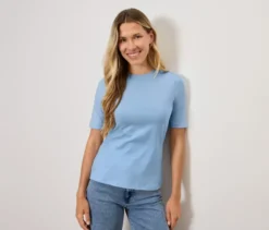 Basic Halbarmshirt, hellblau