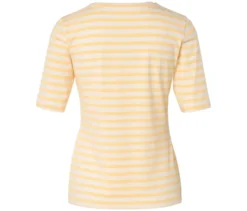 Basic Halbarmshirt, offwhite-buttergelb gestreift