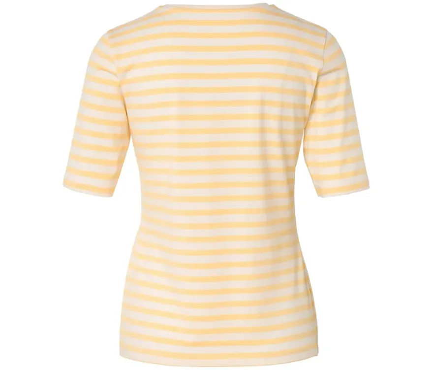 Basic Halbarmshirt, offwhite-buttergelb gestreift