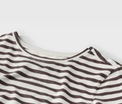 Basic Halbarmshirt, offwhite-braun gestreift