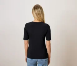 Basic Halbarmshirt, schwarz