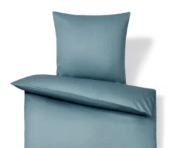Baumwollsatin-Bettwäsche, blau, Normalgröße