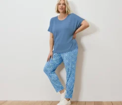 Bedruckte Jerseyhose, blau