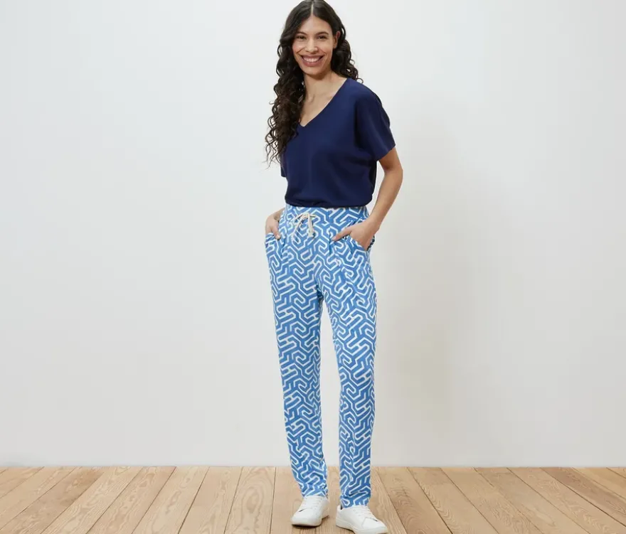 Bedruckte Jerseyhose, blau