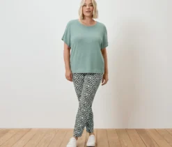 Bedruckte Jerseyhose, grün