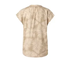 Bedruckte Kurzarmbluse, beige