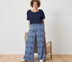 Bedruckte Palazzohose, blau