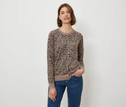 Bedruckter Feinstrick-Cardigan