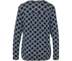 Bedrucktes Blusenshirt, blau-weiß
