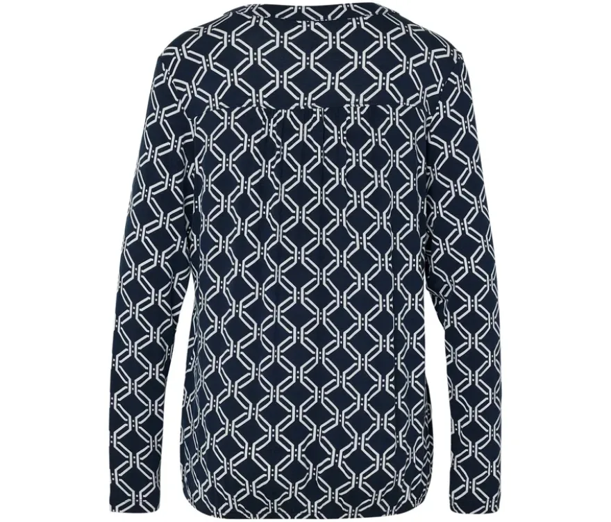 Bedrucktes Blusenshirt, blau-weiß