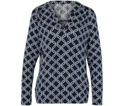 Bedrucktes Blusenshirt, blau-weiß