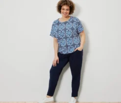 Bedrucktes Blusenshirt, blau