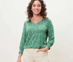 Bedrucktes Blusenshirt, grün