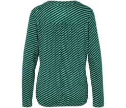 Bedrucktes Blusenshirt, grün-dunkelblau-weiß
