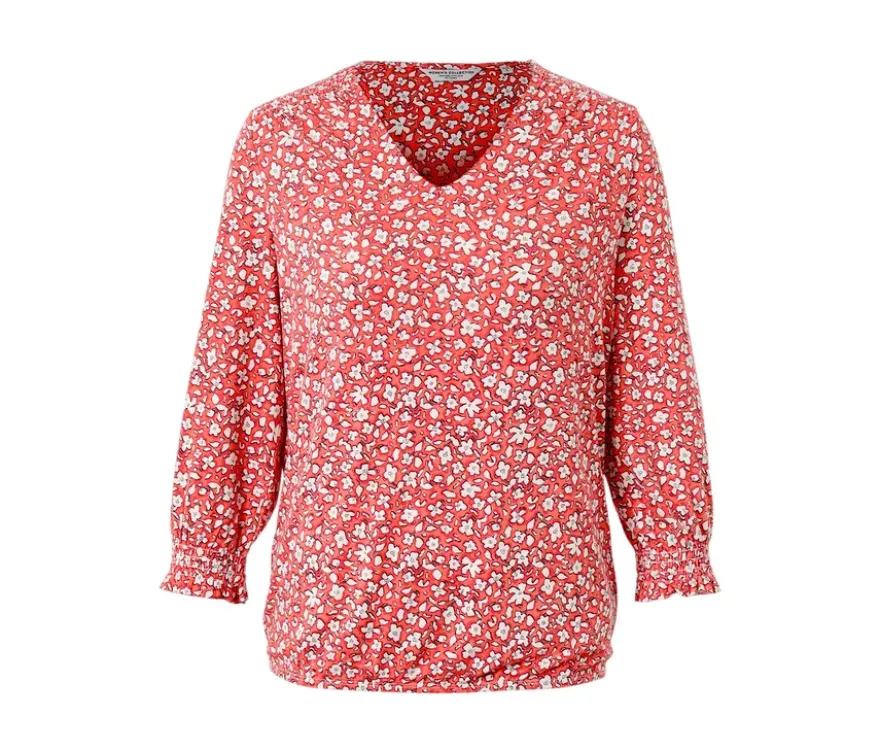 Bedrucktes Blusenshirt, koralle