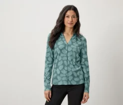 Bedrucktes Blusenshirt mit Knopfleiste