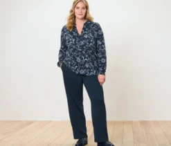 Bedrucktes Blusenshirt mit Knopfleiste