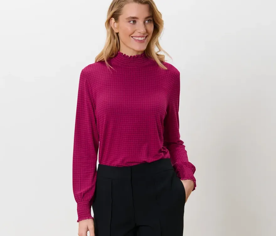 Bedrucktes Blusenshirt mit Stehkragen