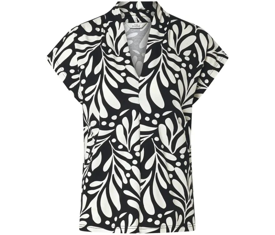 Bedrucktes Blusenshirt mit V-Ausschnitt