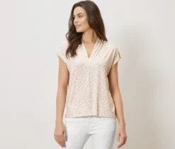 Bedrucktes Blusenshirt mit V-Ausschnitt