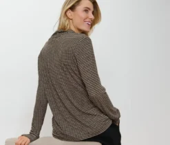 Bedrucktes Blusenshirt mit V-Ausschnitt