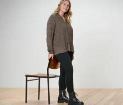 Bedrucktes Blusenshirt mit V-Ausschnitt