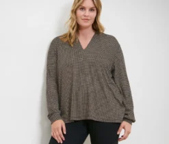Bedrucktes Blusenshirt mit V-Ausschnitt