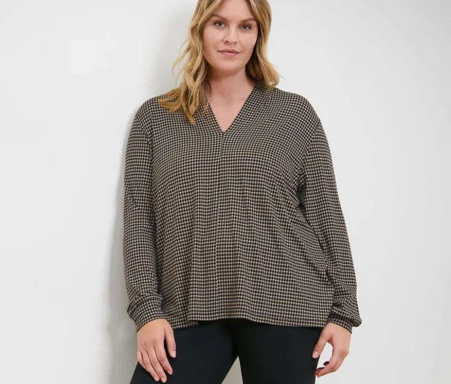 Bedrucktes Blusenshirt mit V-Ausschnitt