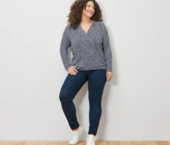 Bedrucktes Blusenshirt, navy