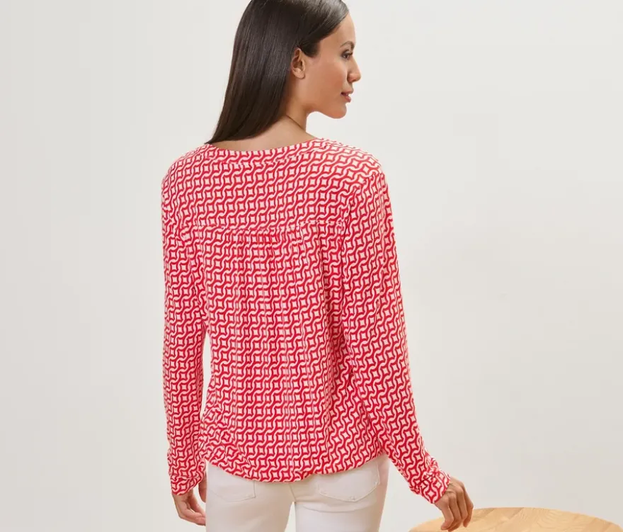 Bedrucktes Blusenshirt, rot