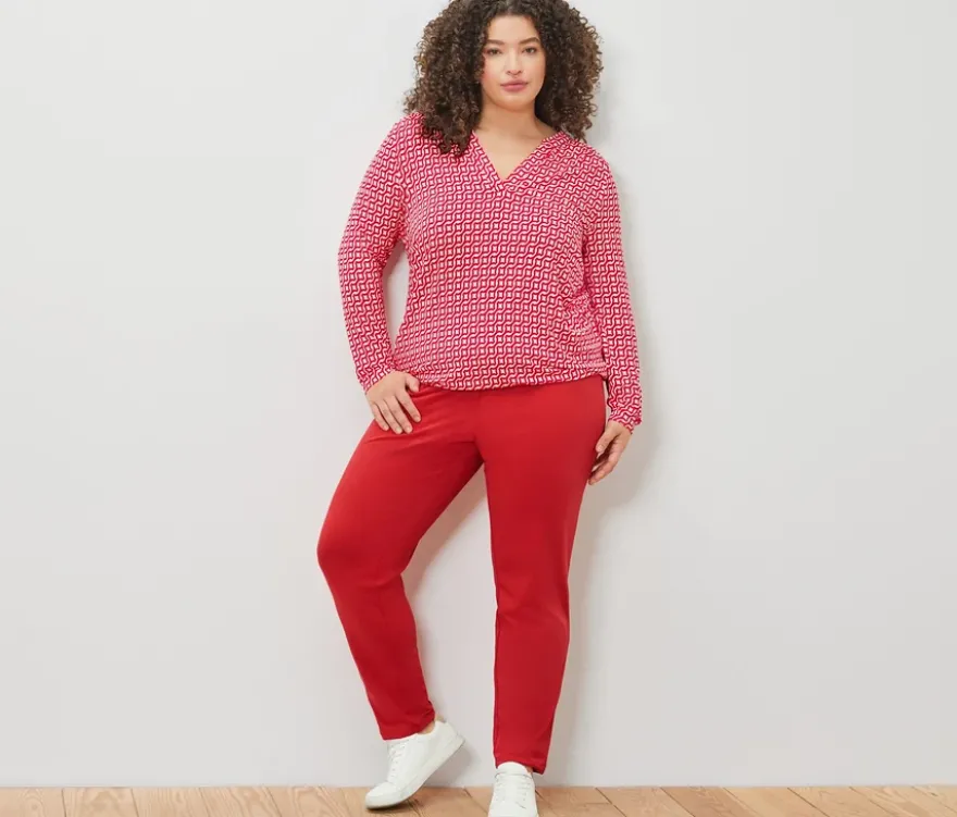 Bedrucktes Blusenshirt, rot